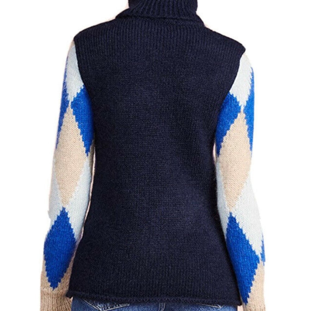 Tory Burch Women's Libby Argyle Turtleneck Sweater - Picture 4 of 6